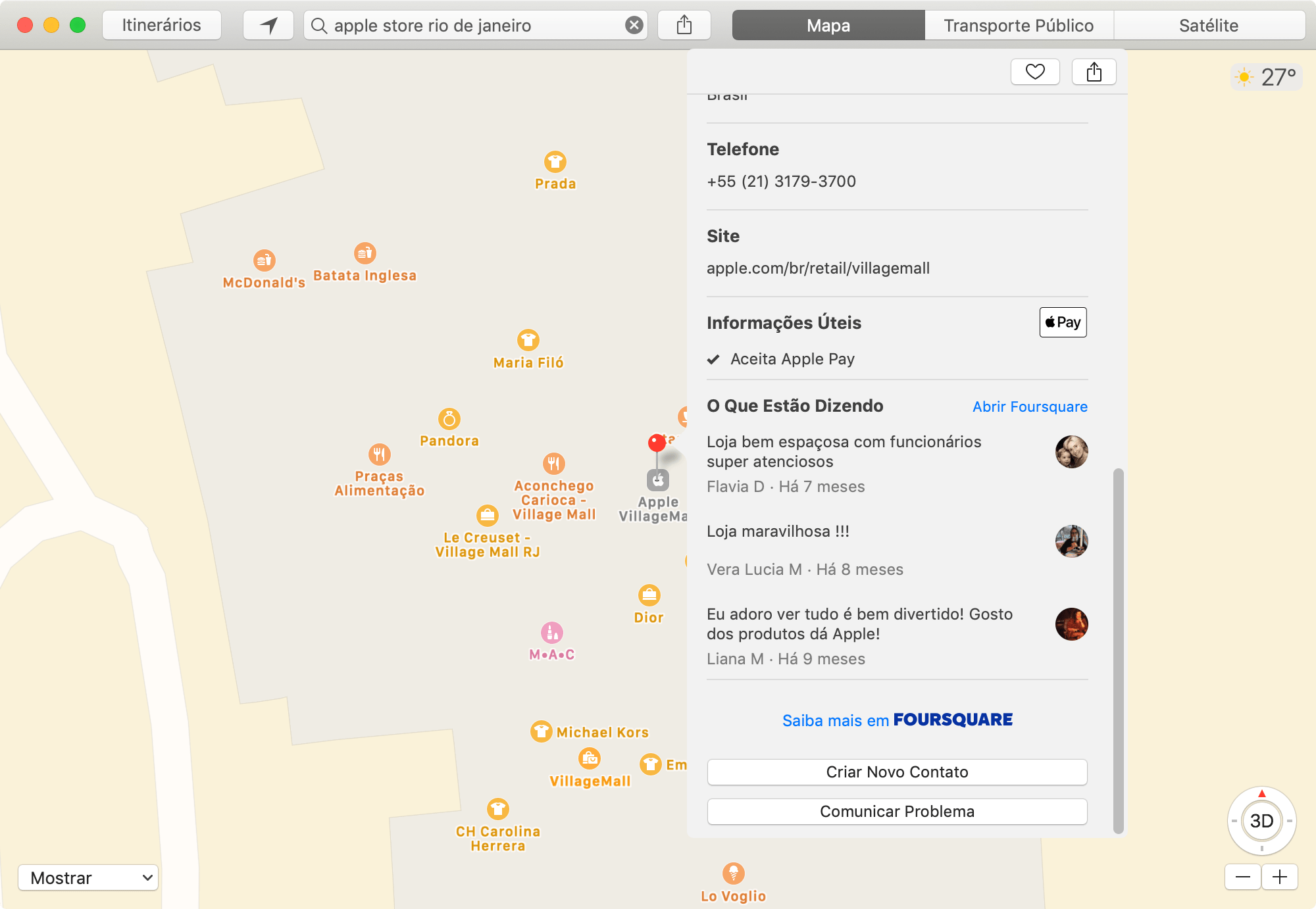 Mapas - Informações no macOS