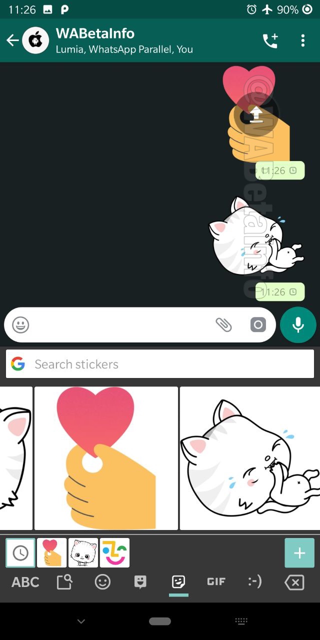 Adesivos do WhatsApp enviados pelo teclado GBoard