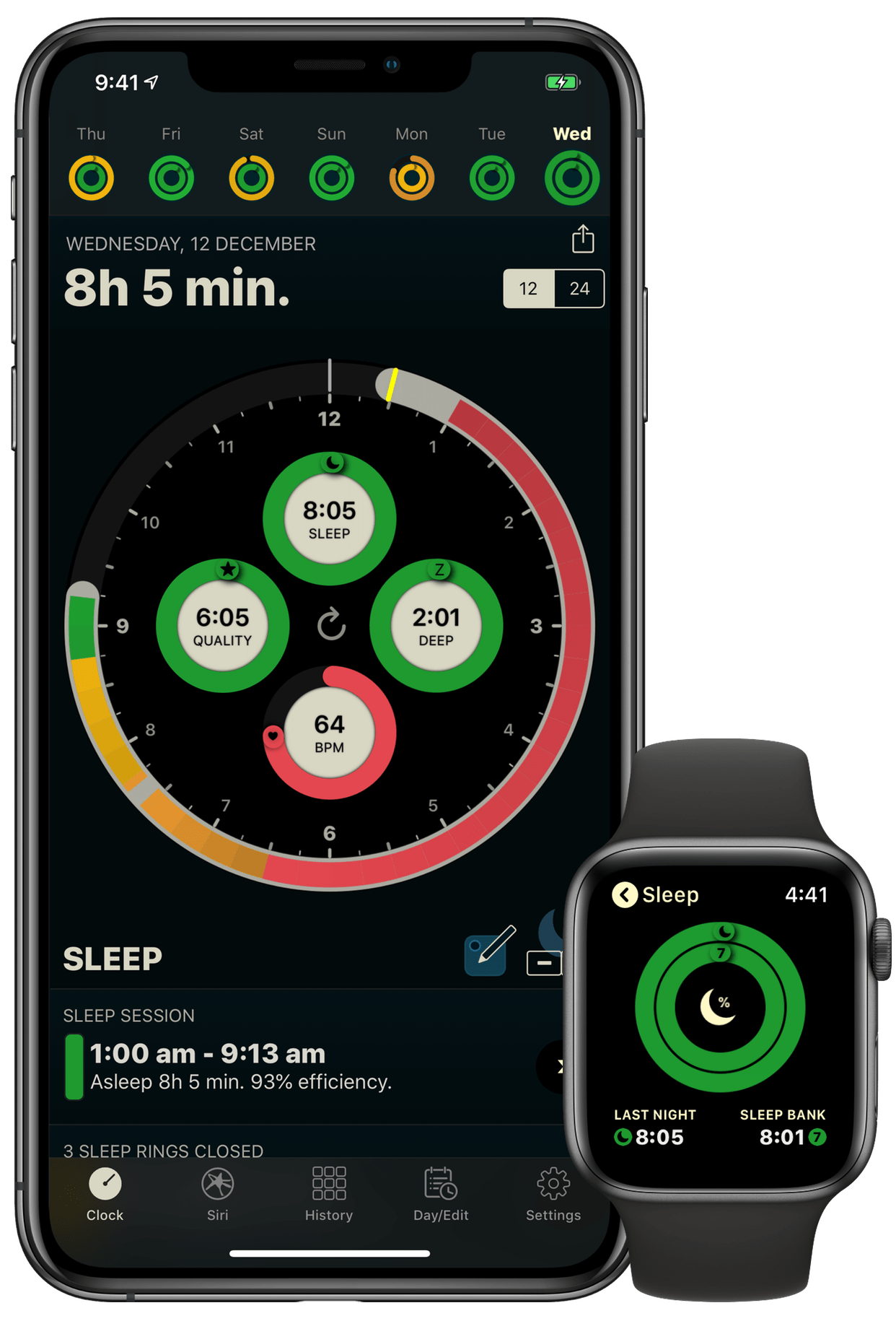 Aplicativo AutoSleep, um dos mais famosos da App Store para monitoramento de sono