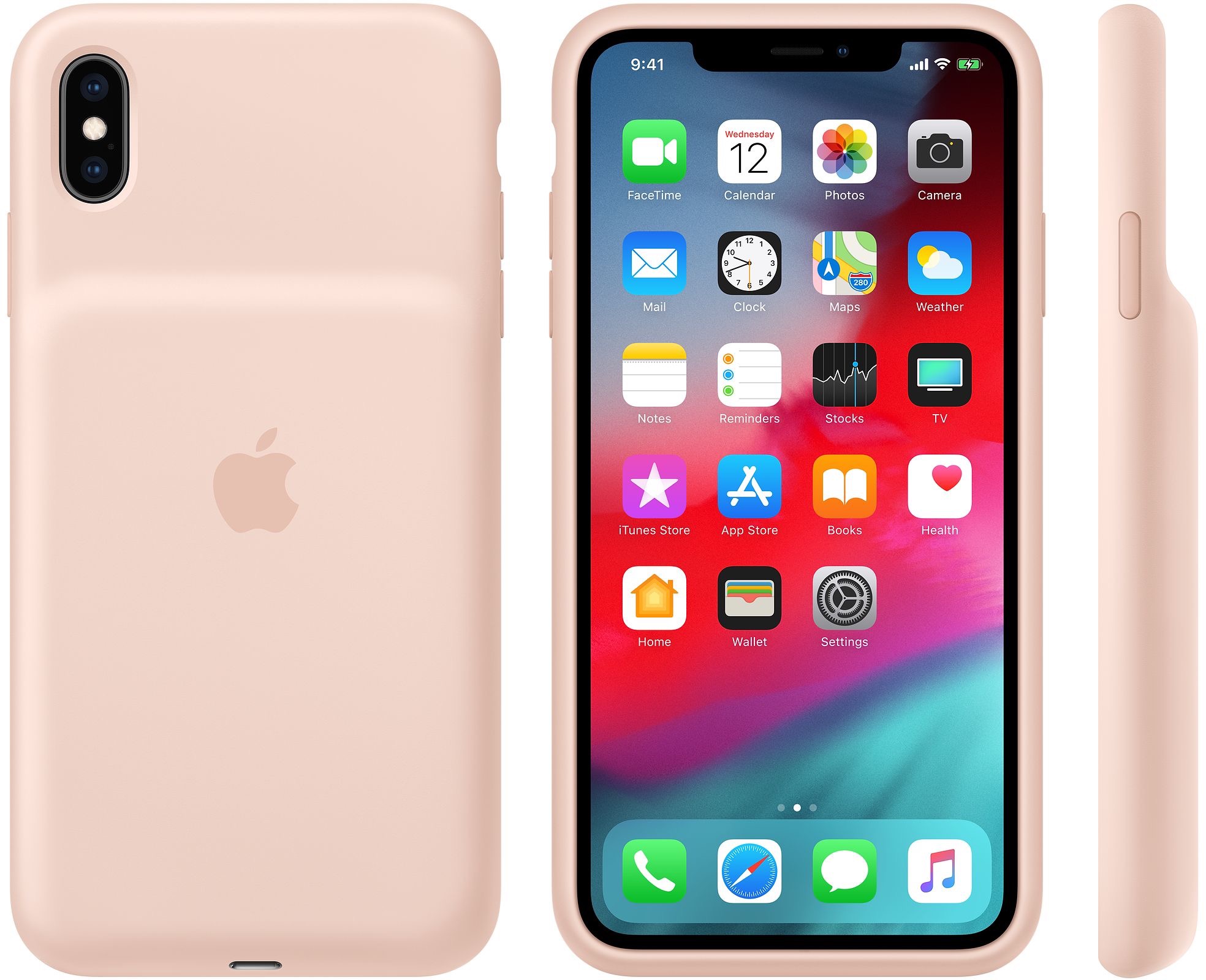 Smart battery Case para iPhone XS na cor areia-rosa