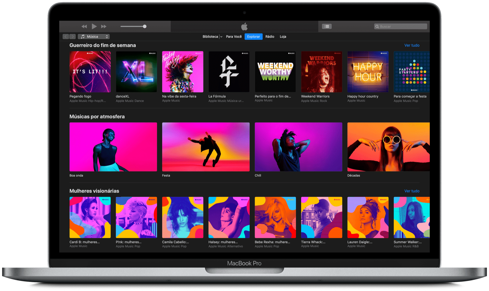 Sessão "Novas músicas" no macOS