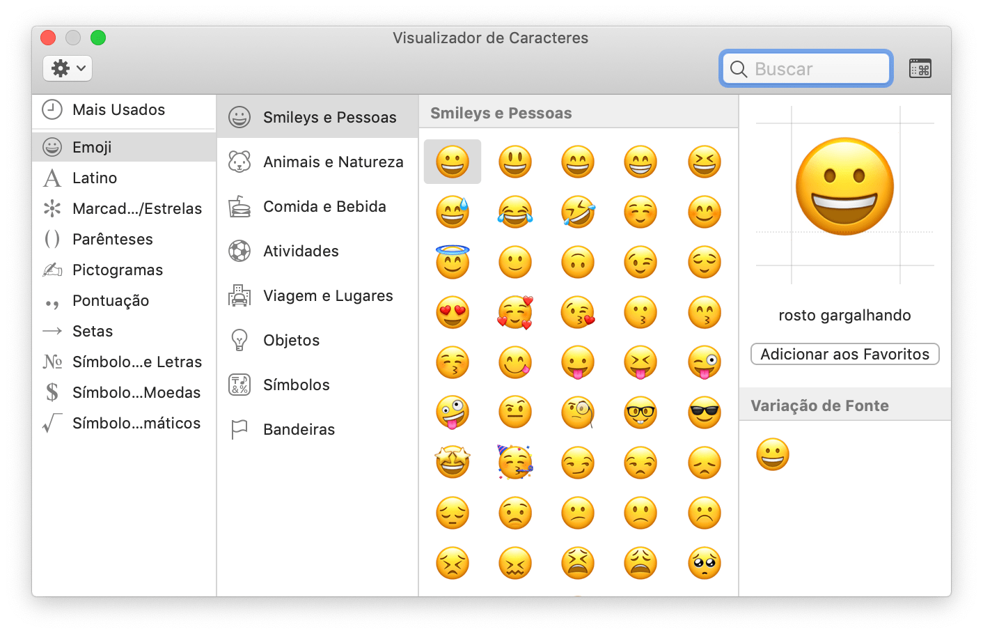 Visualizando emojis e símbolos especiais no macOS