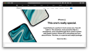 iPhone SE de segunda geração no site da Apple (hehe)