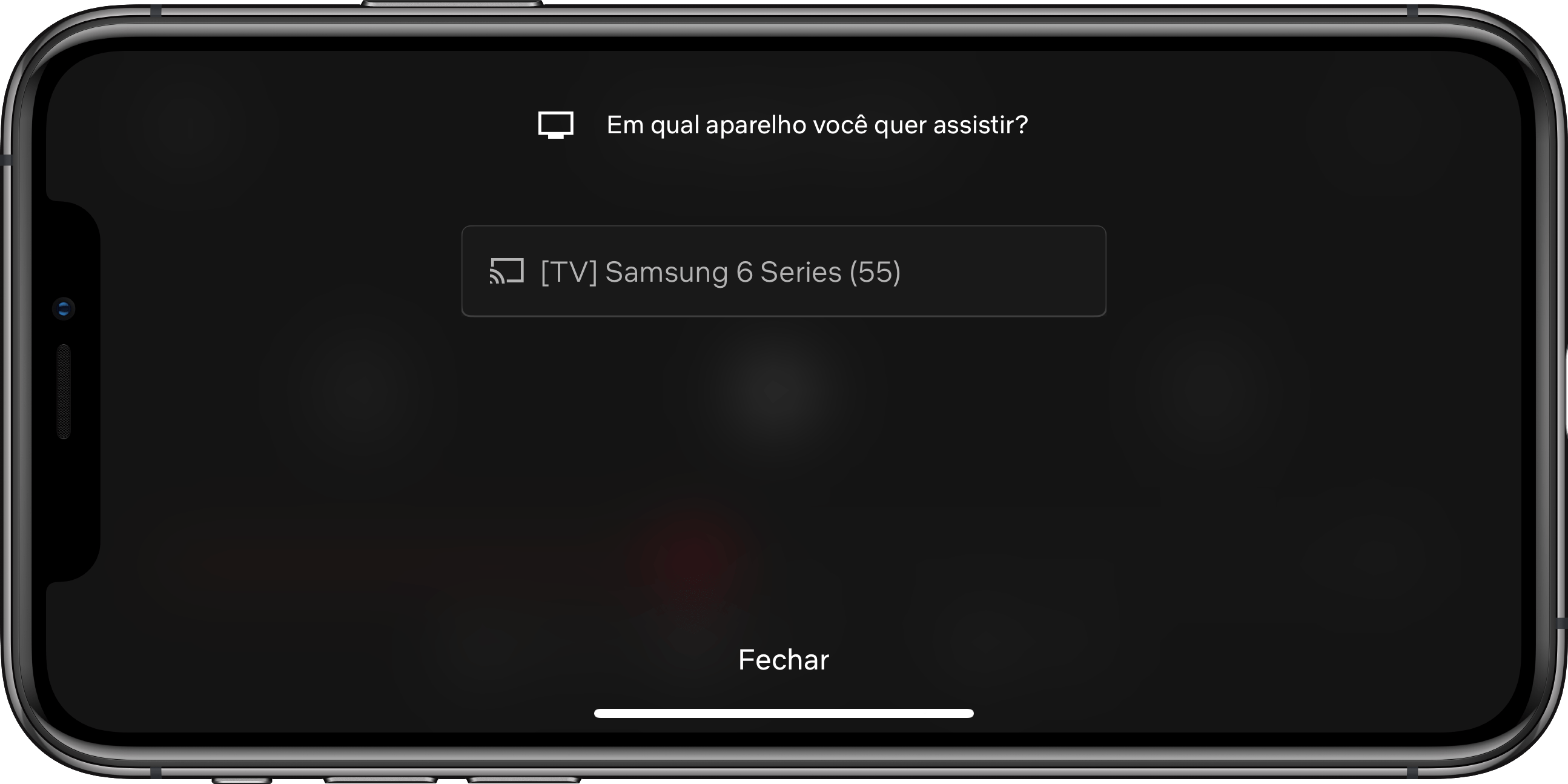 Transmitindo um conteúdo do app Netflix para uma TV sendo o "Cast"