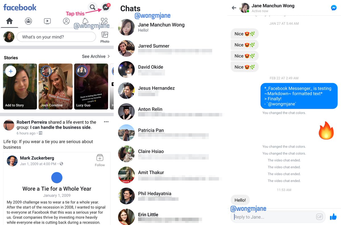 Chats de volta ao app principal do Facebook