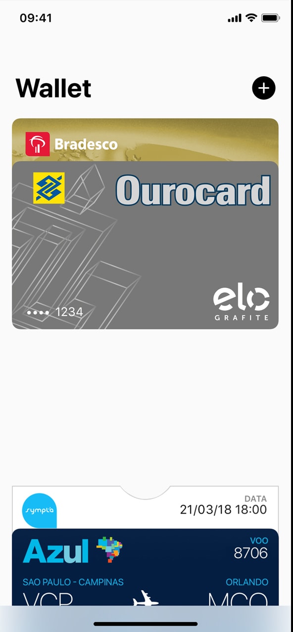 Cartão de crédito Ourocard com a bandeira Elo no Apple Pay