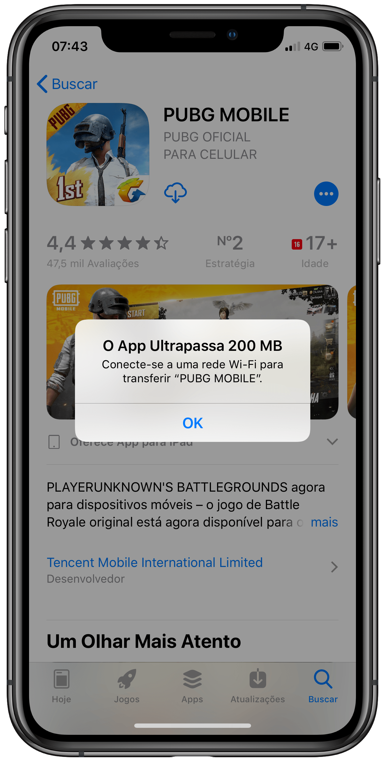 Limite de download na App Store