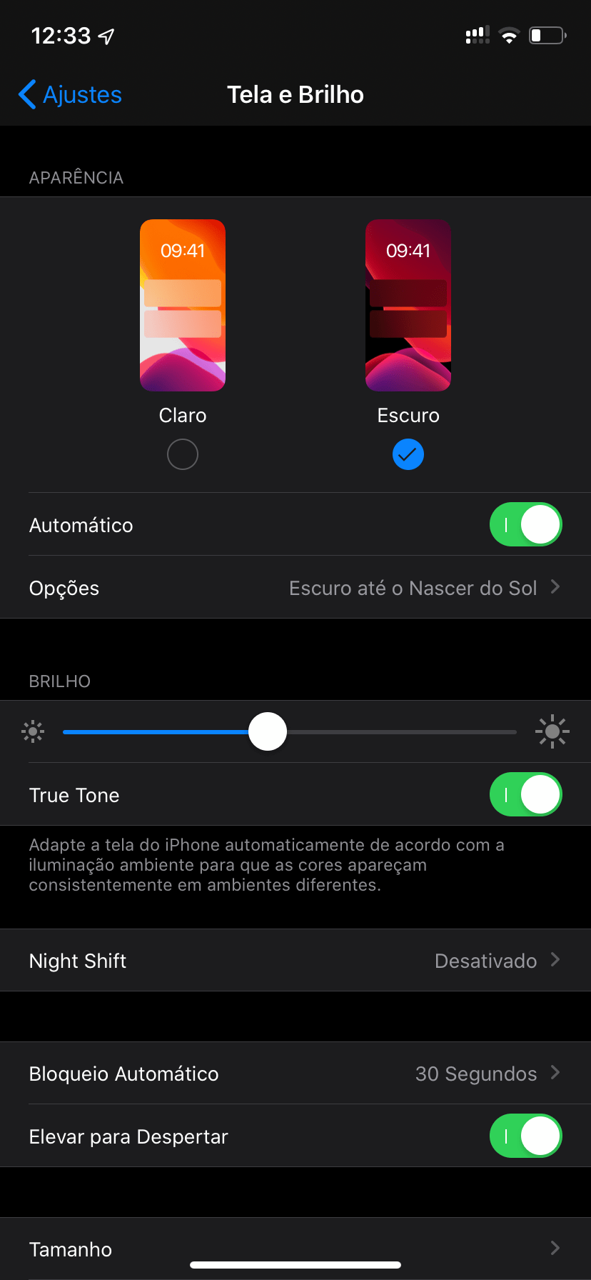 Modo Escuro no iOS 13