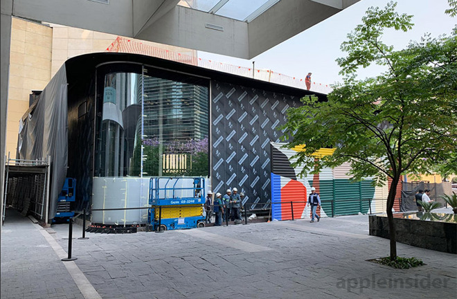 Vista lateral da nova flagship da Apple na Cidade do México