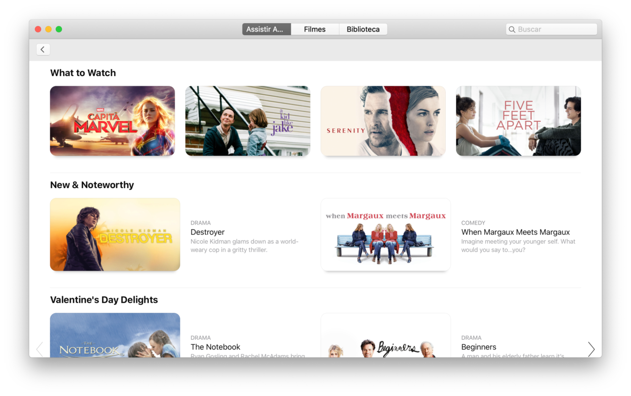 Aplicativo Apple TV no macOS Catalina