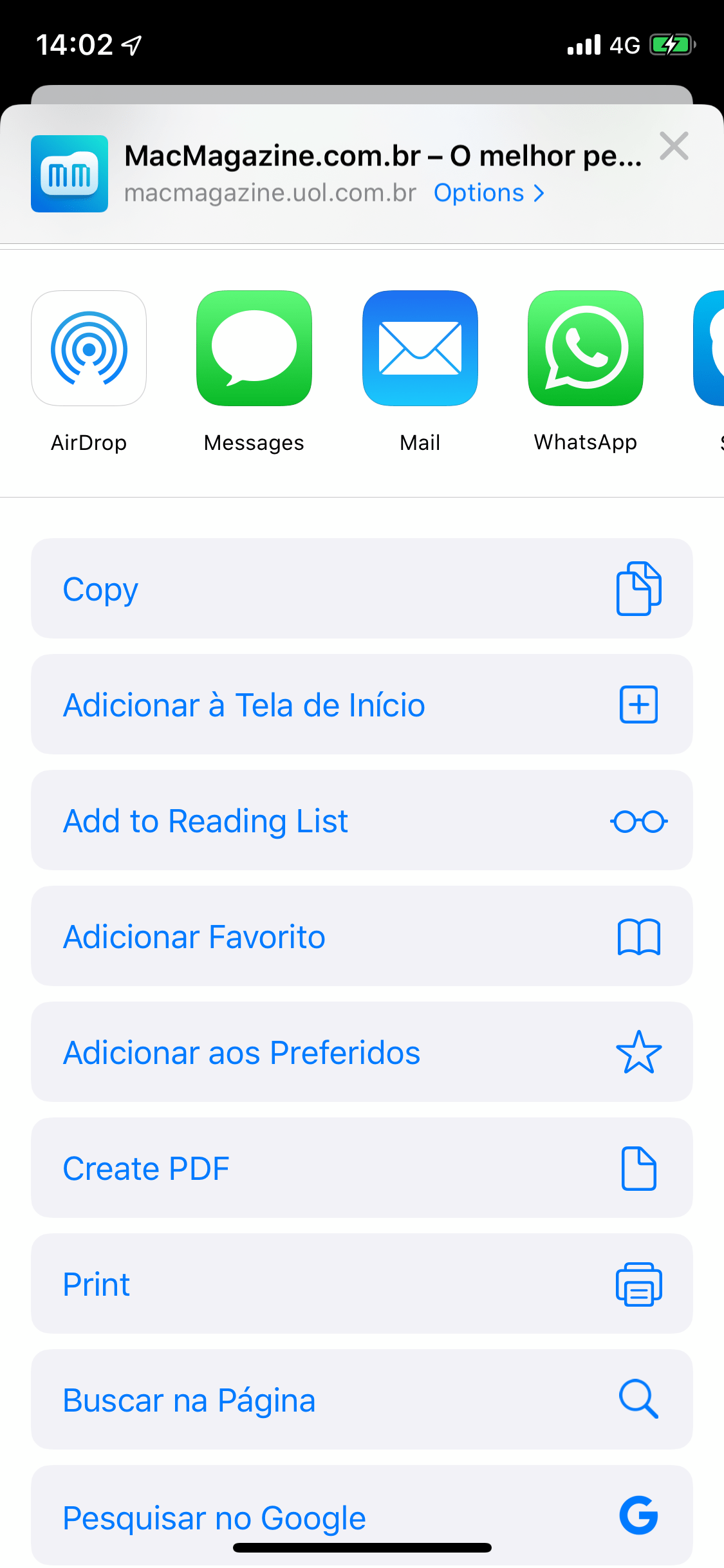 Novidades do iOS 13 - Opções para salvar página