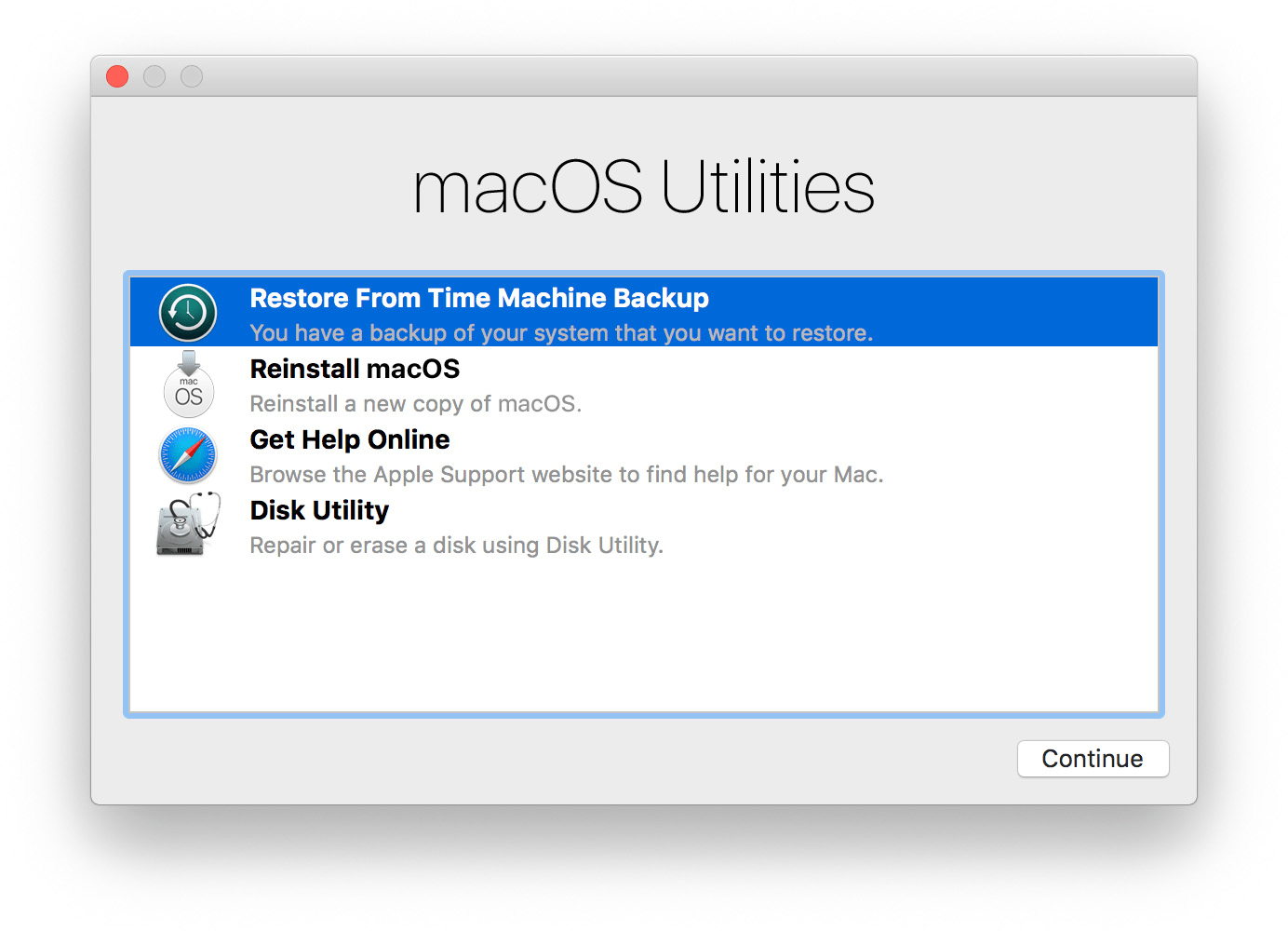 Restaurando o Mac para uma versão comercial do macOS