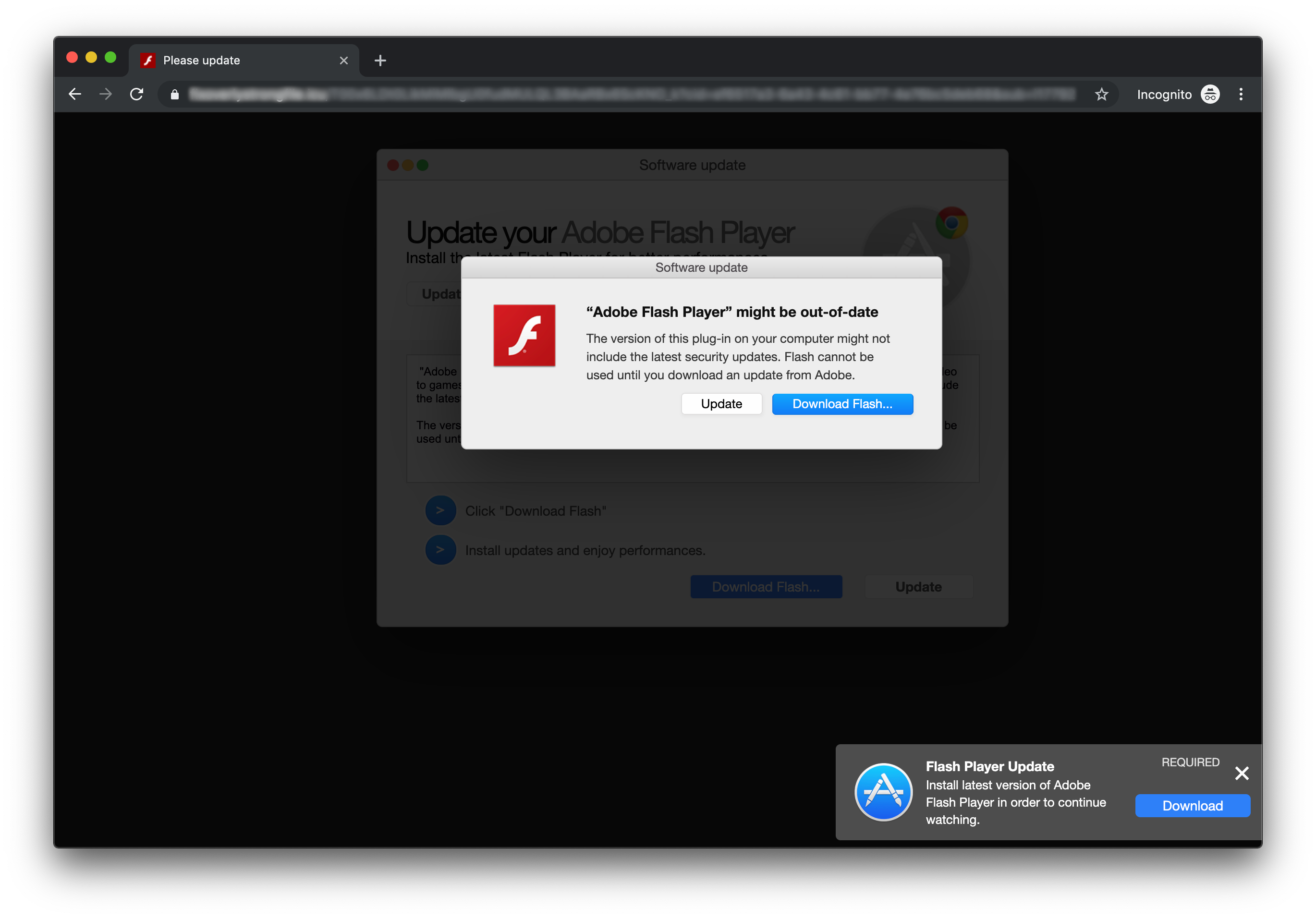 Instalador falso do flash instalando malware no macOS