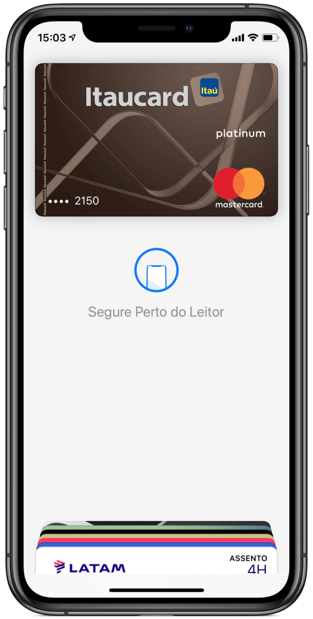 Cartão adicional do Banco Itaú cadastrado no Apple Pay em iPhone XS