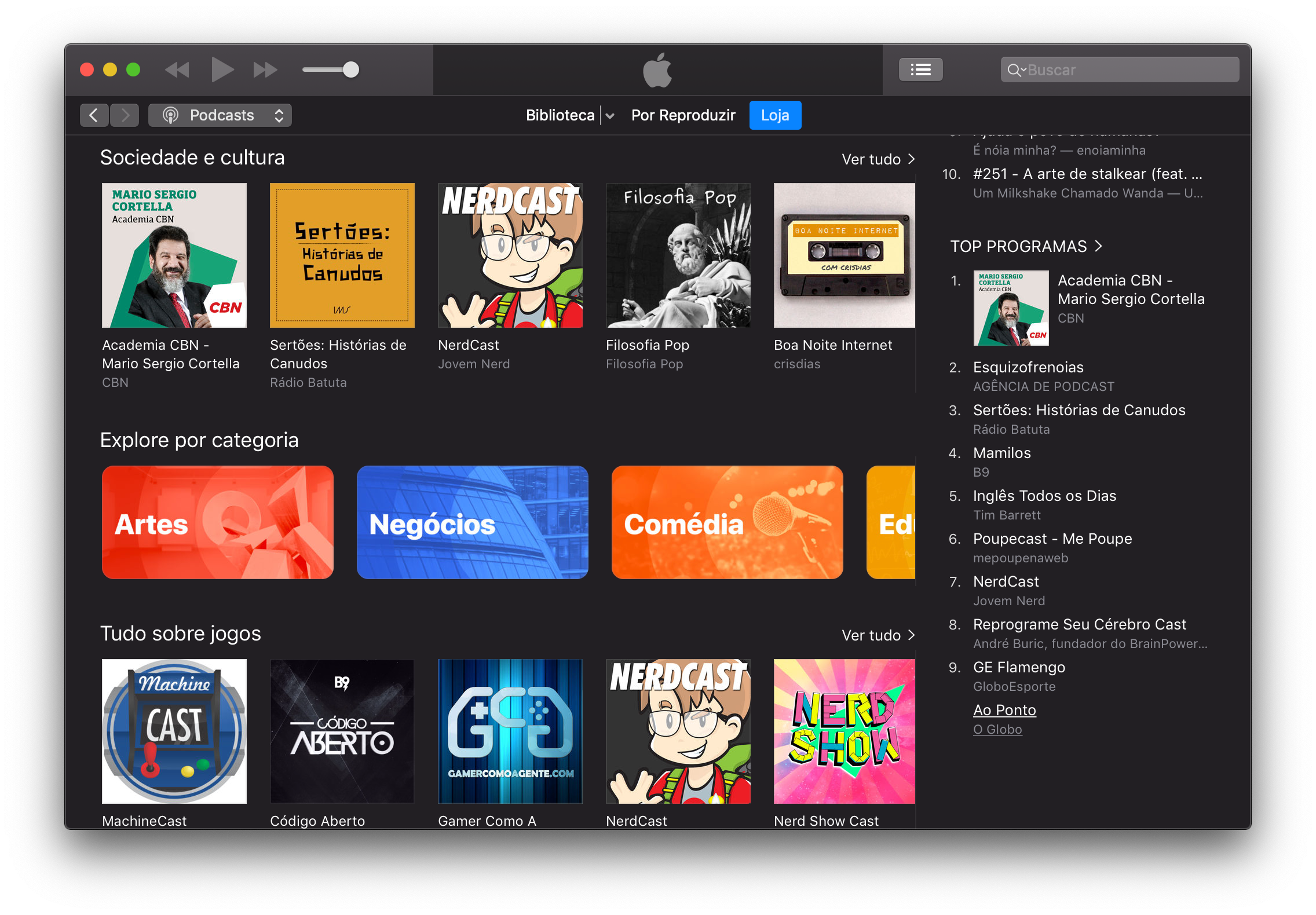 Apple Podcasts no iTunes