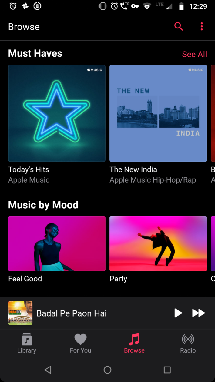Modo Escuro no Apple Music para Android