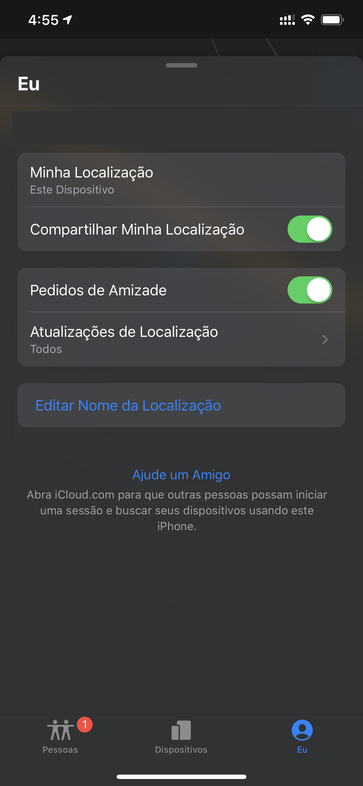 "Ajude um amigo" no iOS 13 beta 7