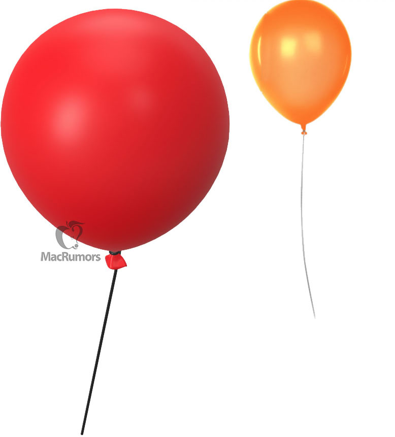 Balão vermelho utilizado para localizar objetos no app Buscar