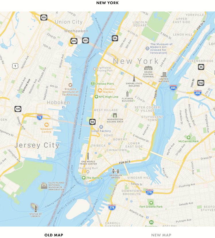 Mapas da Apple em Nova York