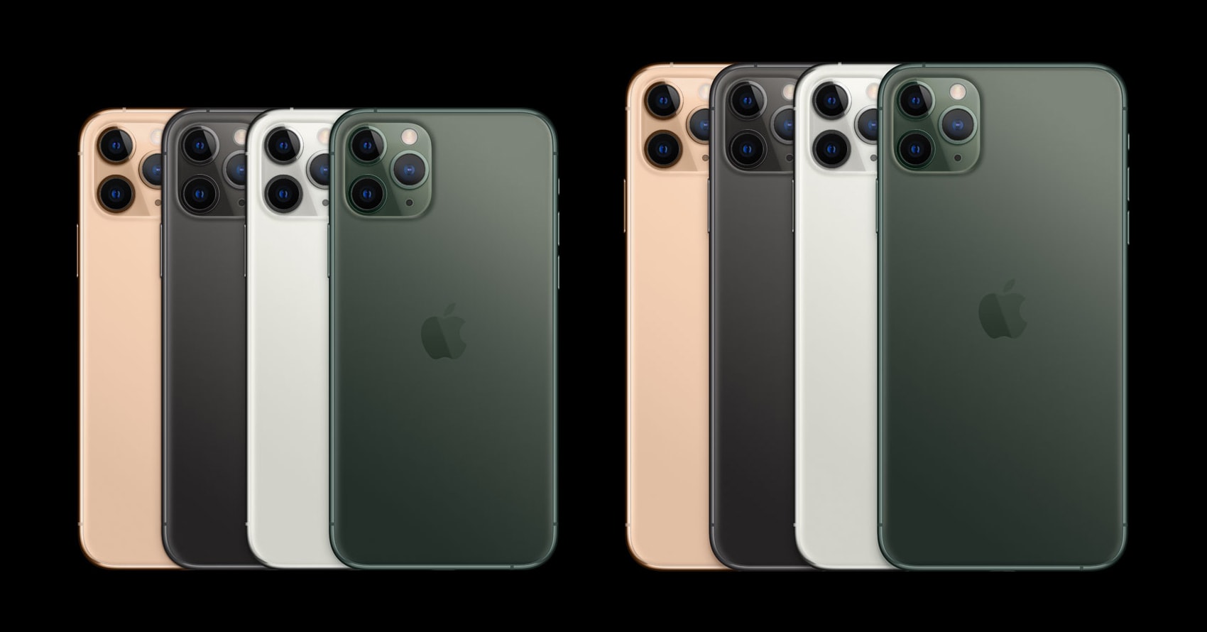 iPhones 11 Pro e 11 Pro Max em todas as cores de trás