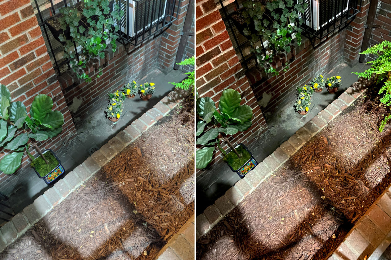 Comparativo de fotos do Pixel 4 (à esquerda) e do iPhone 11