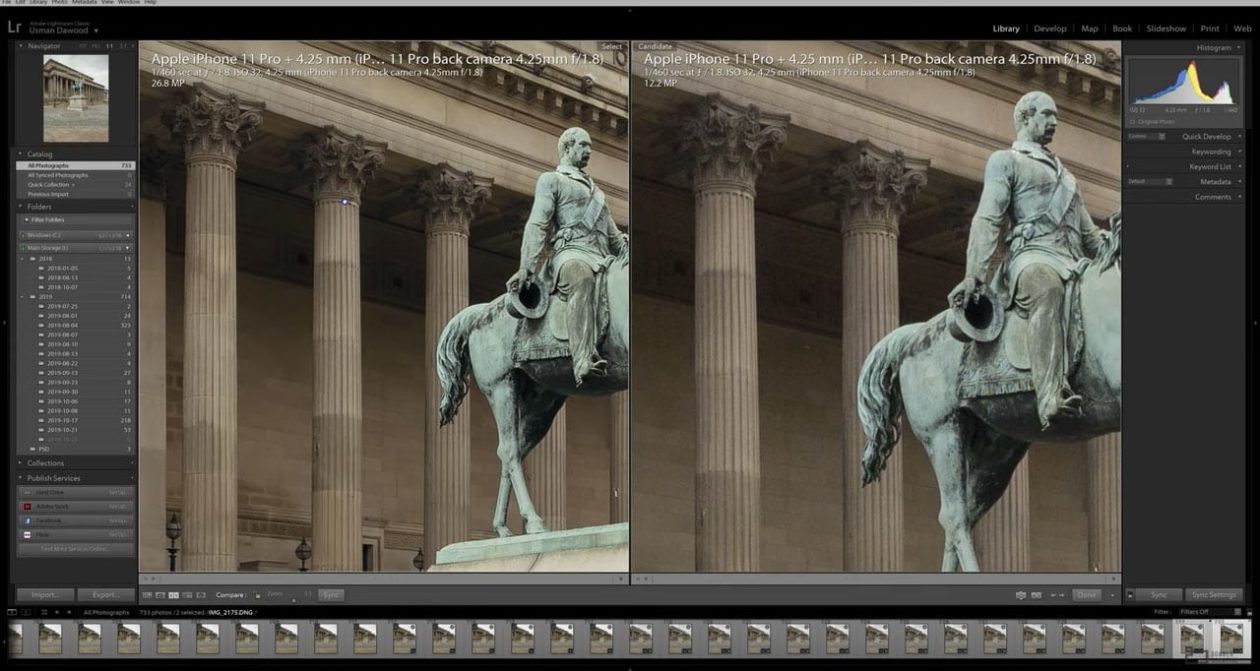 Comparação entre foto comum e foto com resolução dobrada no iPhone 11 Pro