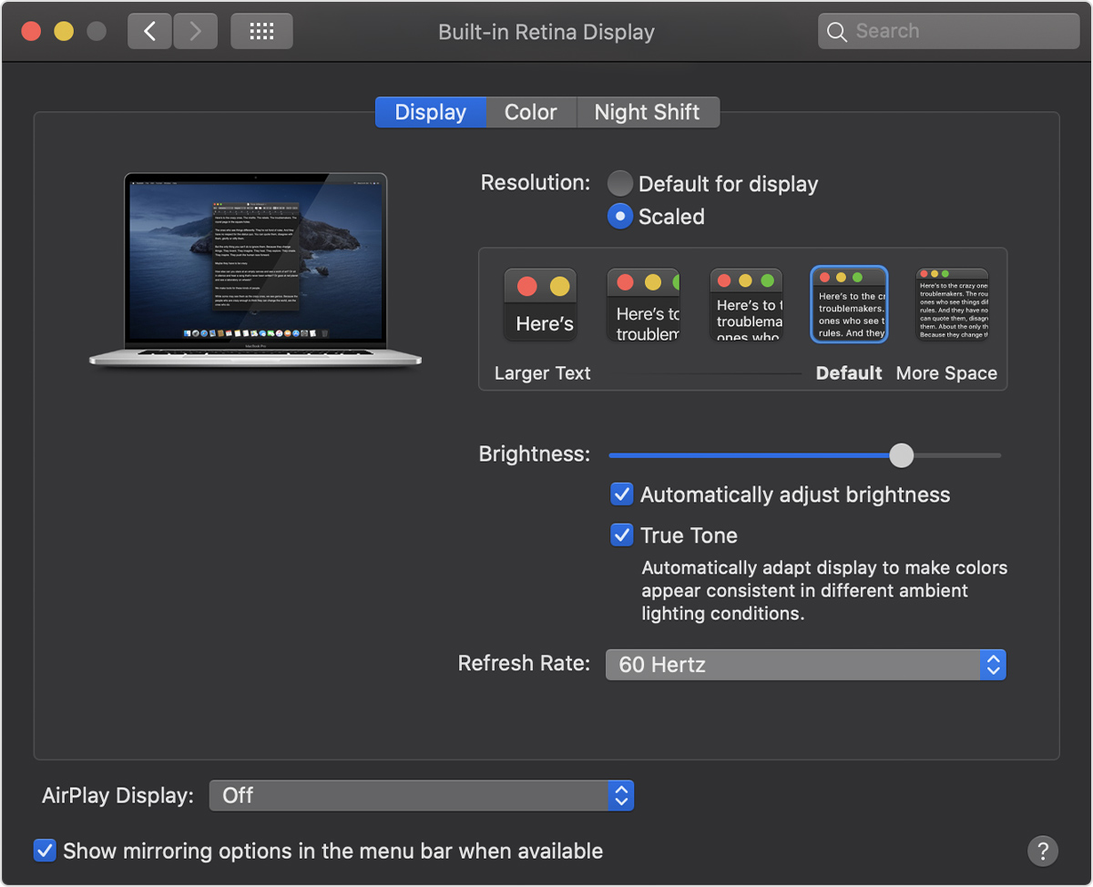 Taxa de atualização da tela do novo MacBook Pro de 16 polegadas