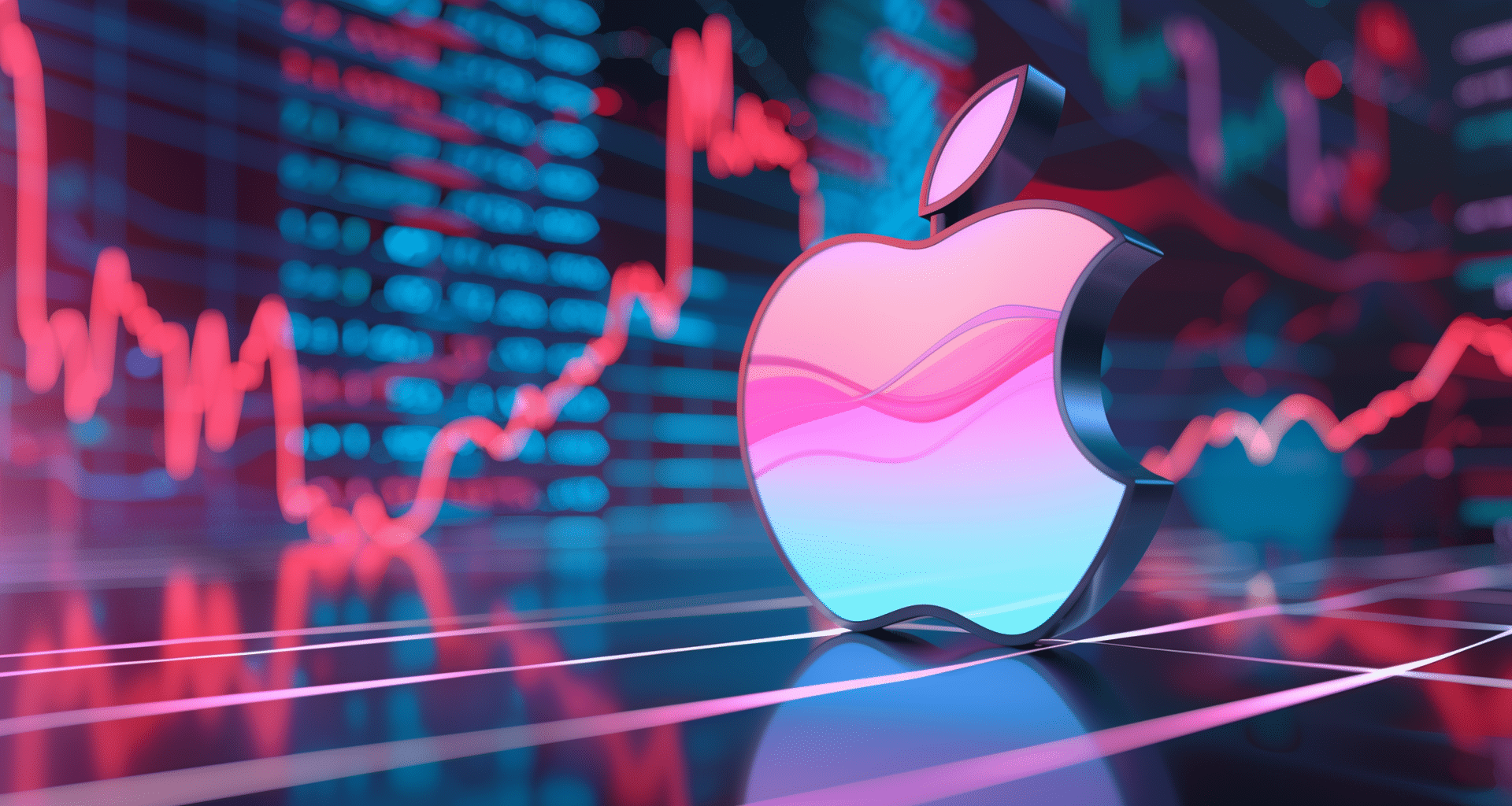 Logo da Apple em frente a um gráfico