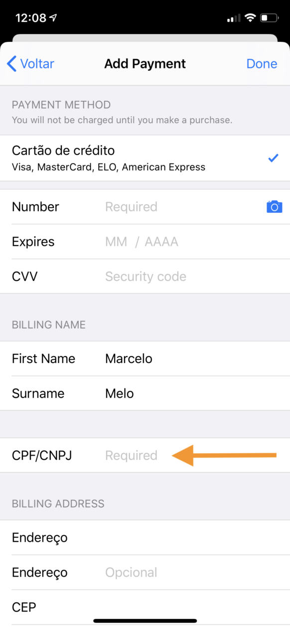 Apple ID com CPF/CNPJ