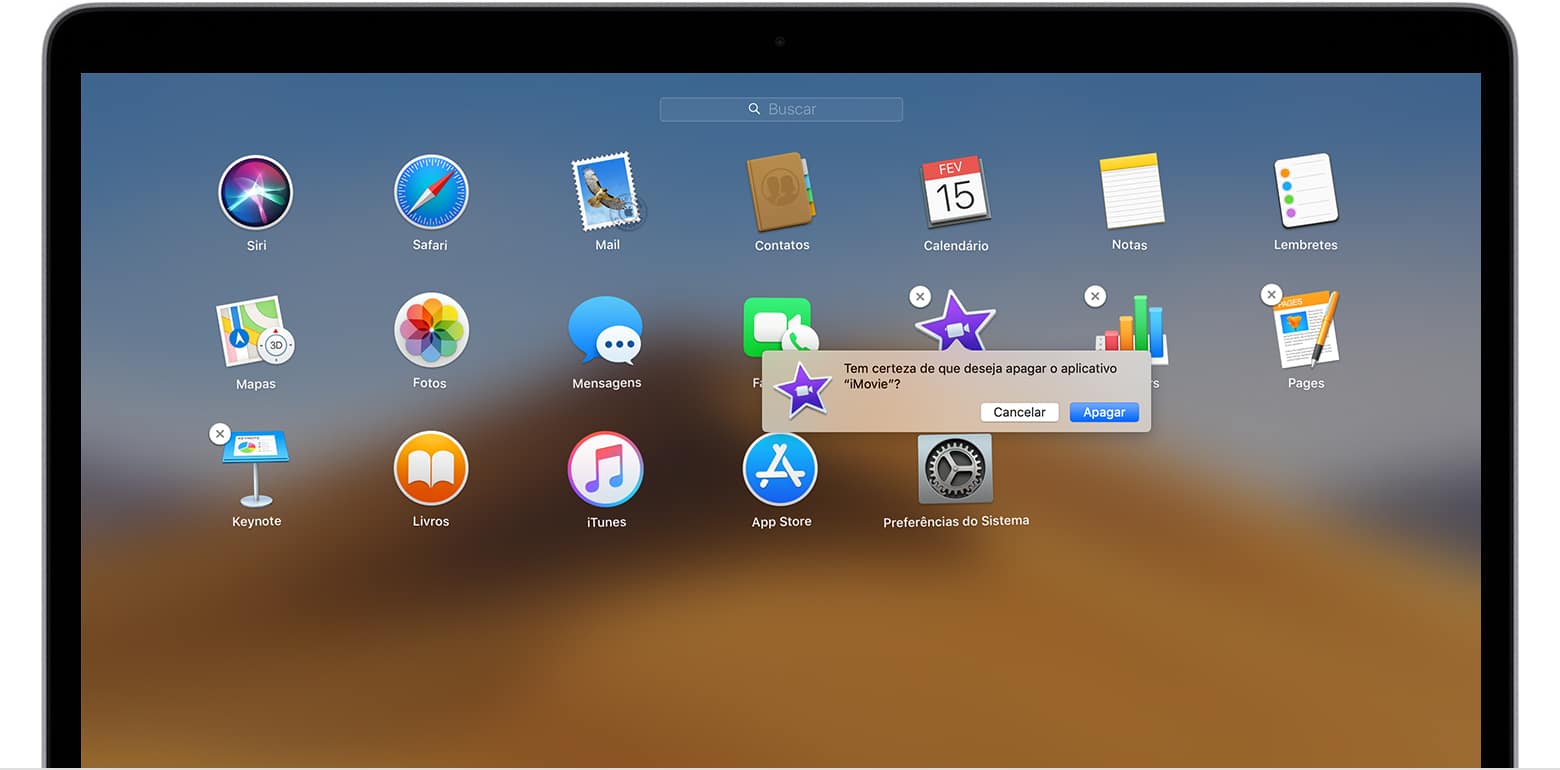 Apagando app pelo Launchpad no macOS