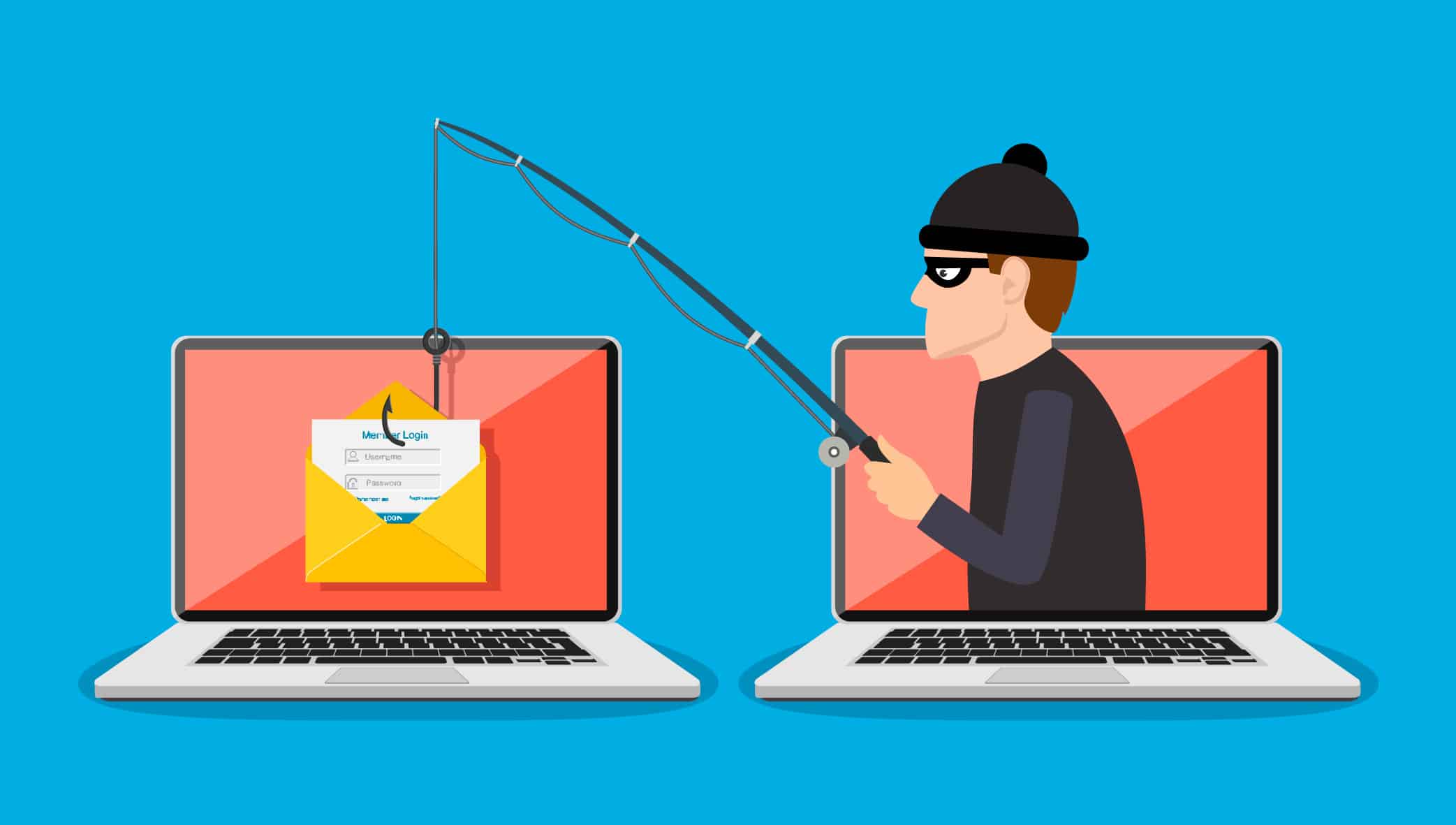 Vetor/desenho de ataque de phishing