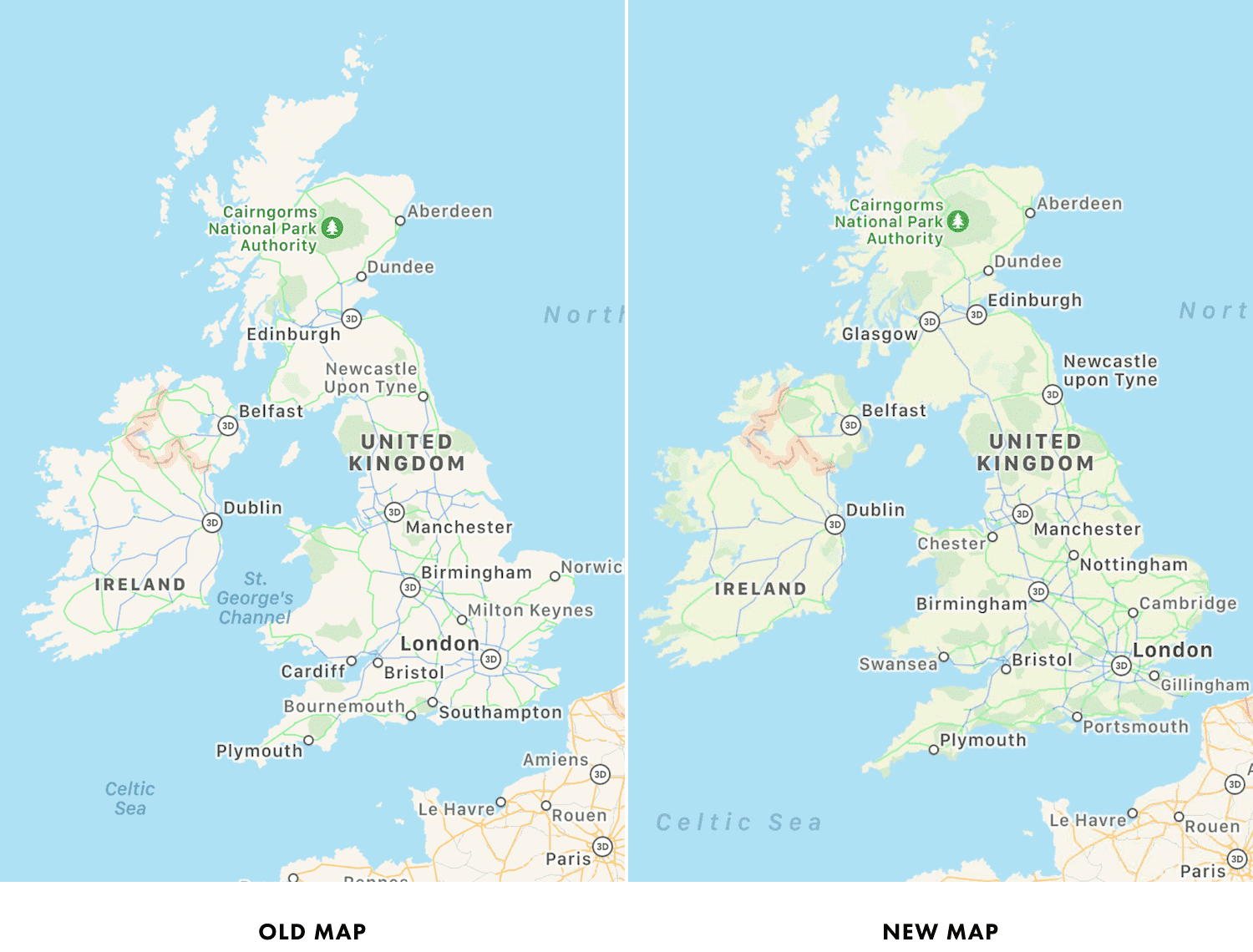 Mapas no Reino Unido e na Irlanda