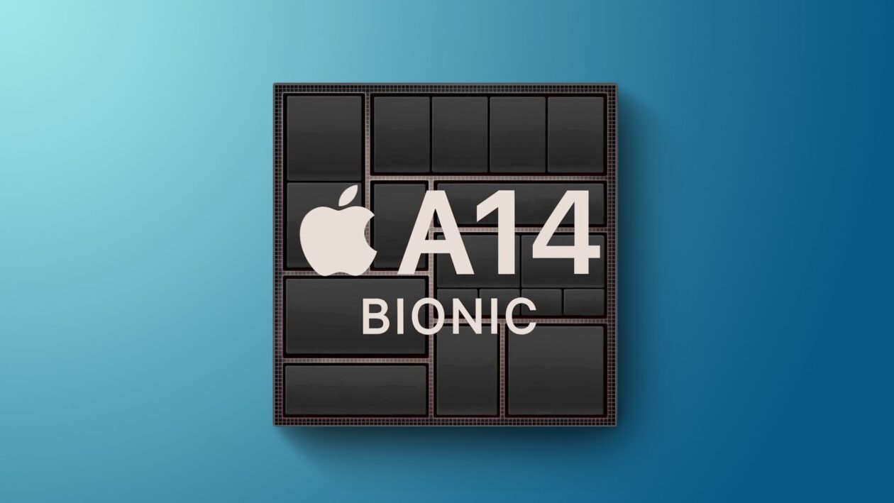 Ilustração do chip A14 Bionic