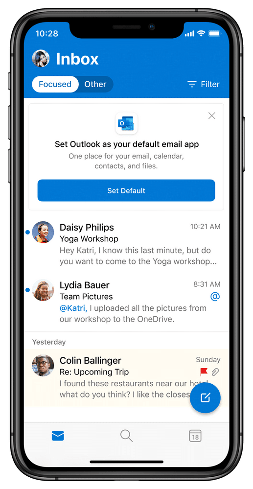 Outlook no iOS 14