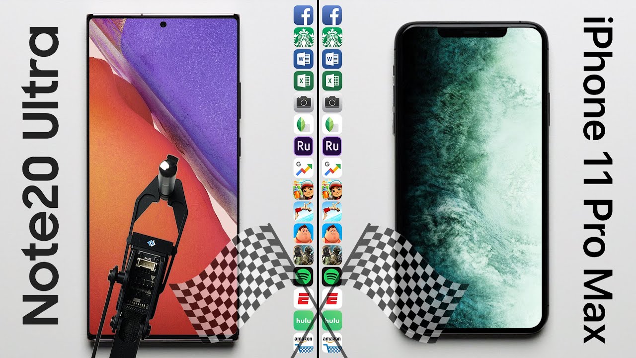 Teste de velocidade entre iPhone 11 Pro Max e Galaxy Note 20 Ultra