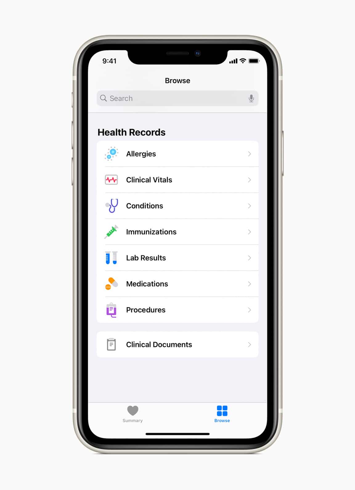 Registros de Saúde do iOS