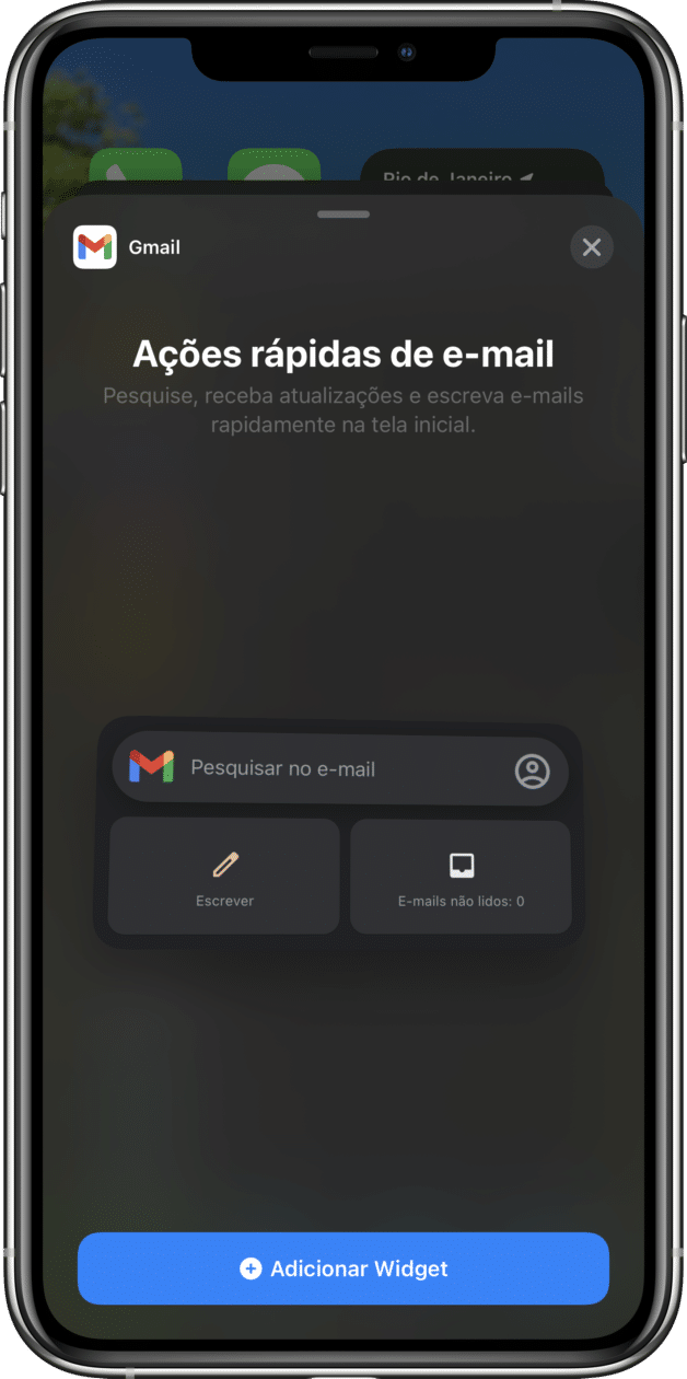 Widget do Gmail no iOS 14