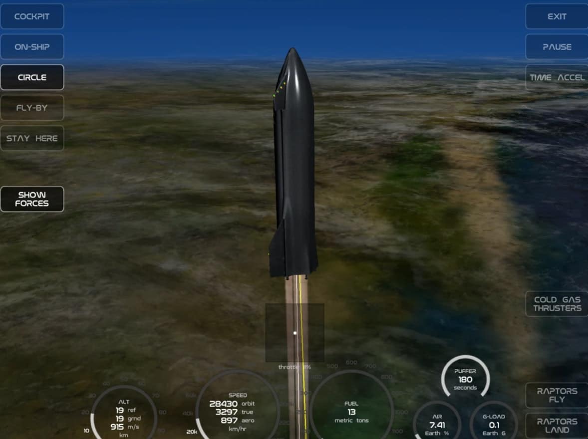 Simulador de foguete X-Plane: Starship