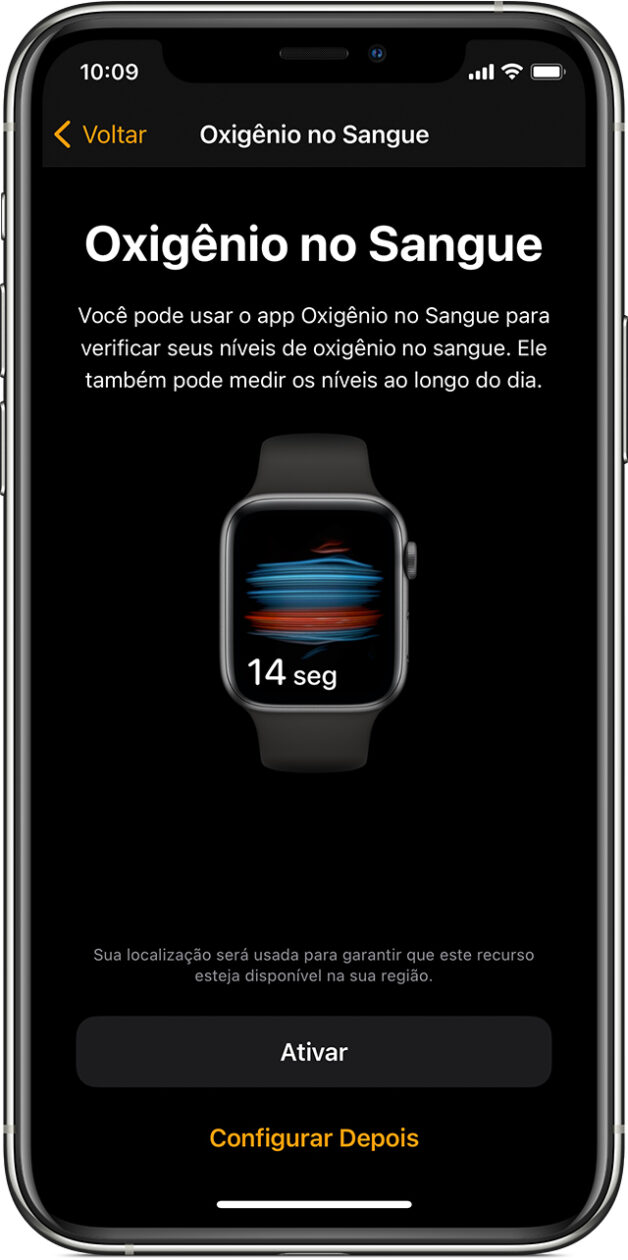 App Oxigênio no Sangue no Apple Watch