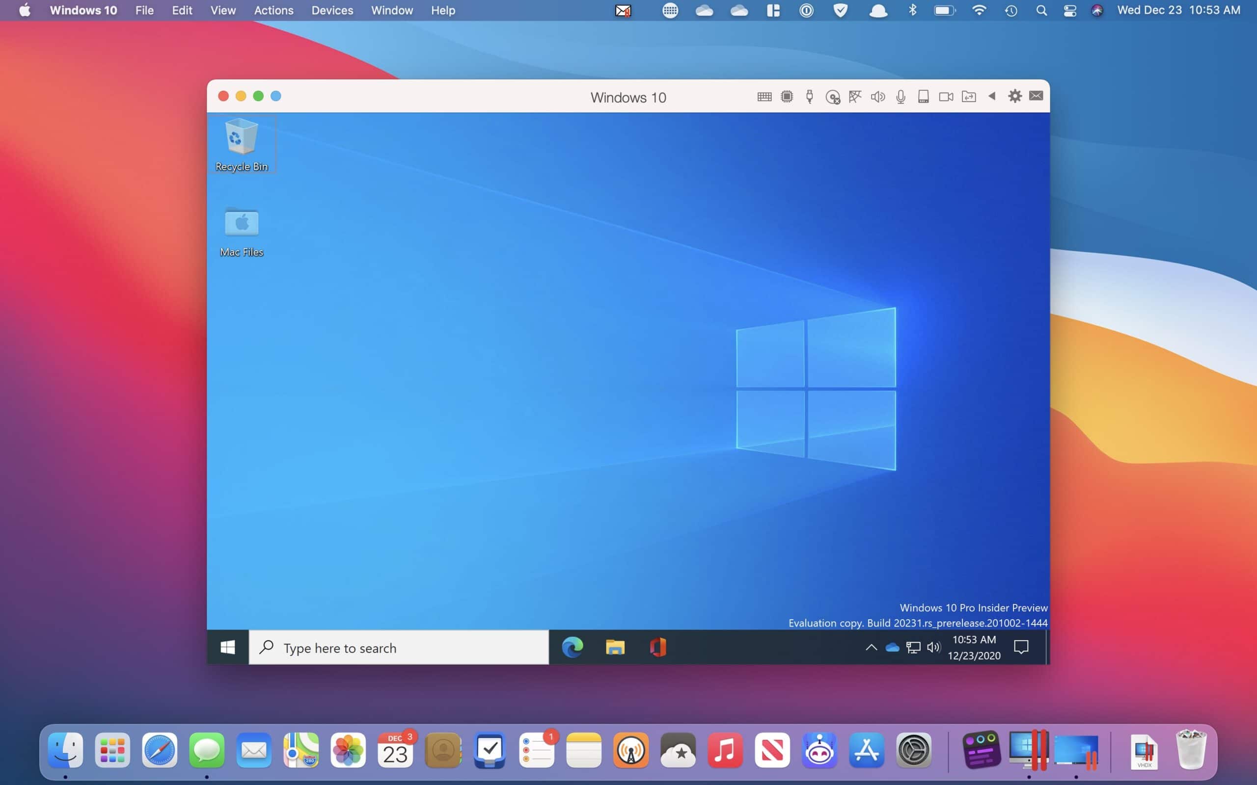 Parallels Desktop rodando Windows 10 ARM em Mac M1