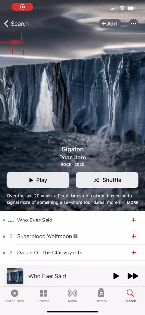 Capas de álbuns animadas no Apple Music