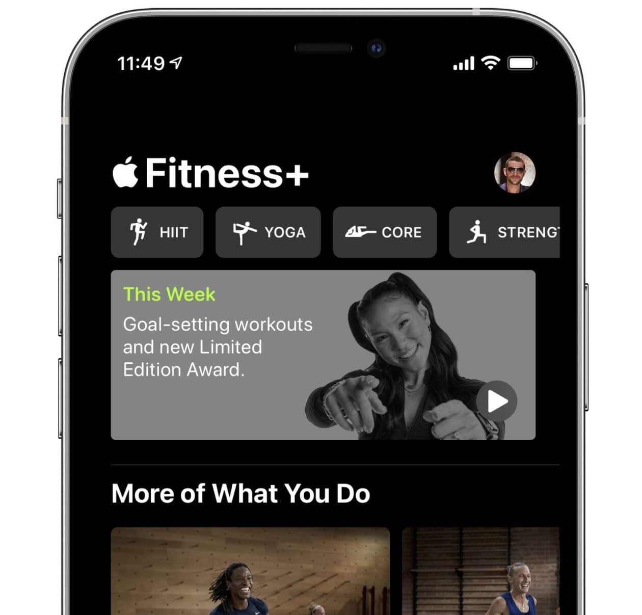 Vídeos de treinos semanais do Apple Fitness+
