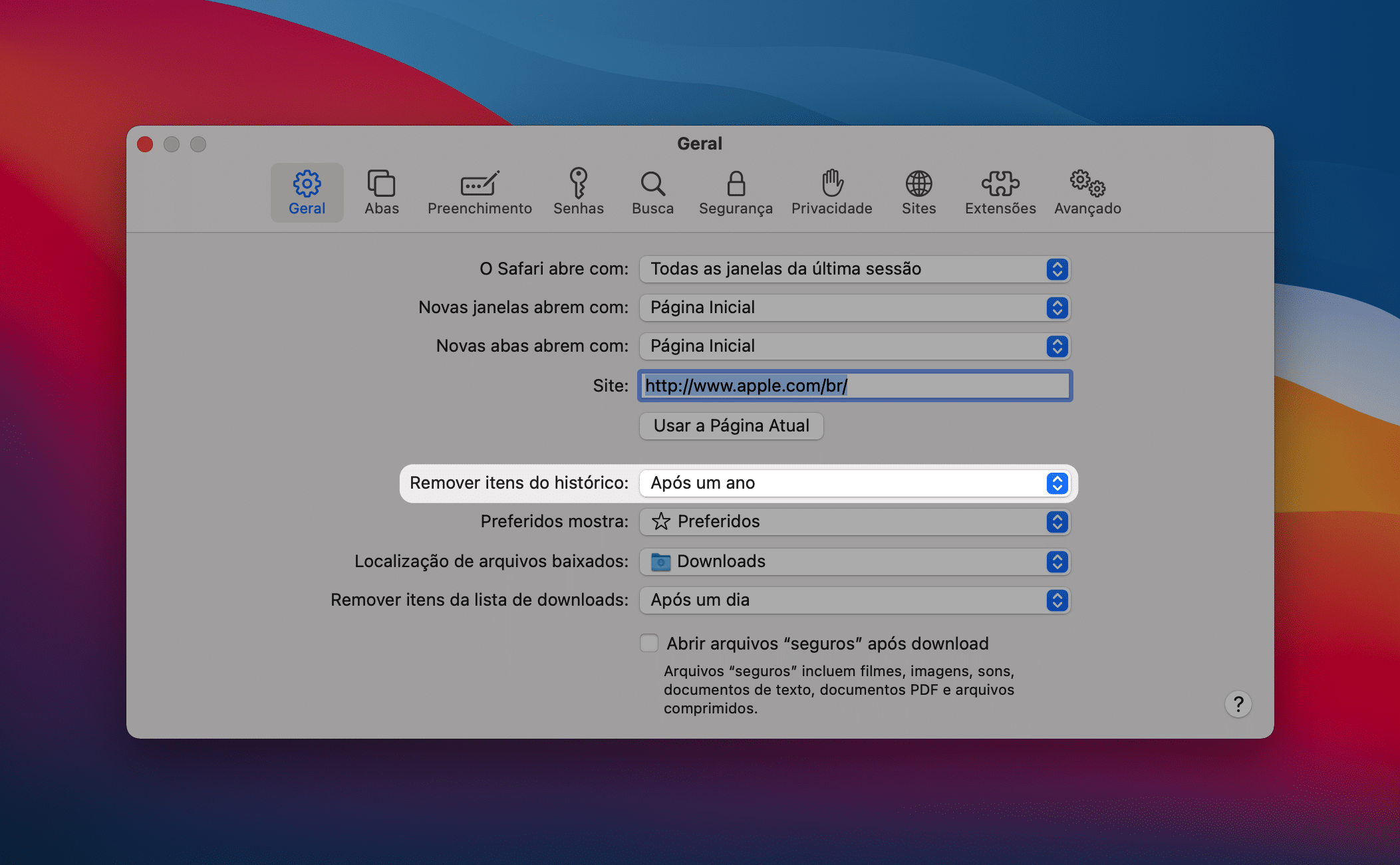 Limpando automaticamente o histórico de navegação do Safari do macOS
