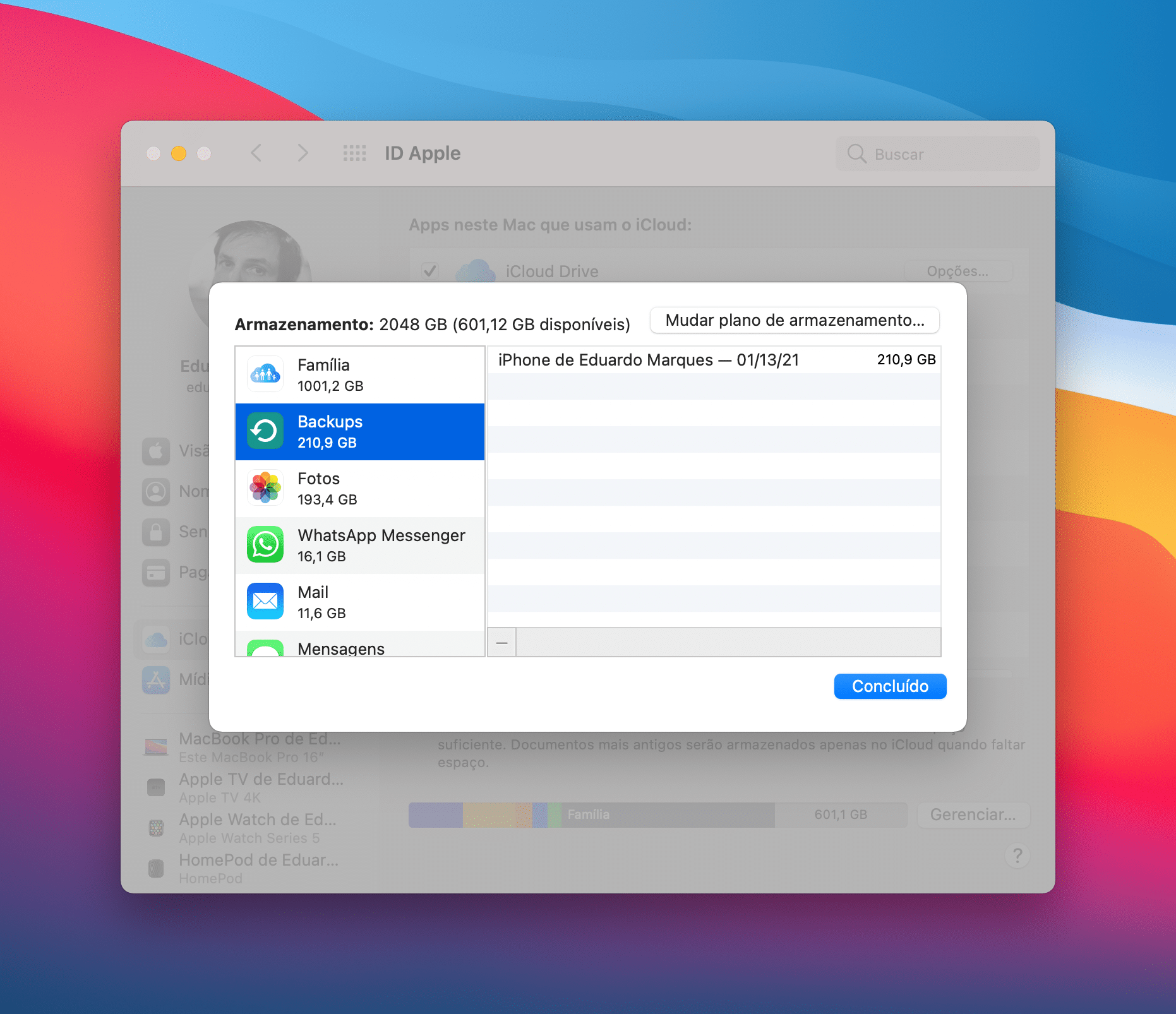 Apagando backups do iCloud no Mac