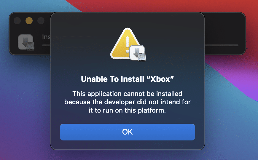 Mensagem de erro no macOS Big Sur ao tentar instalar aplicativos não autorizados do iOS