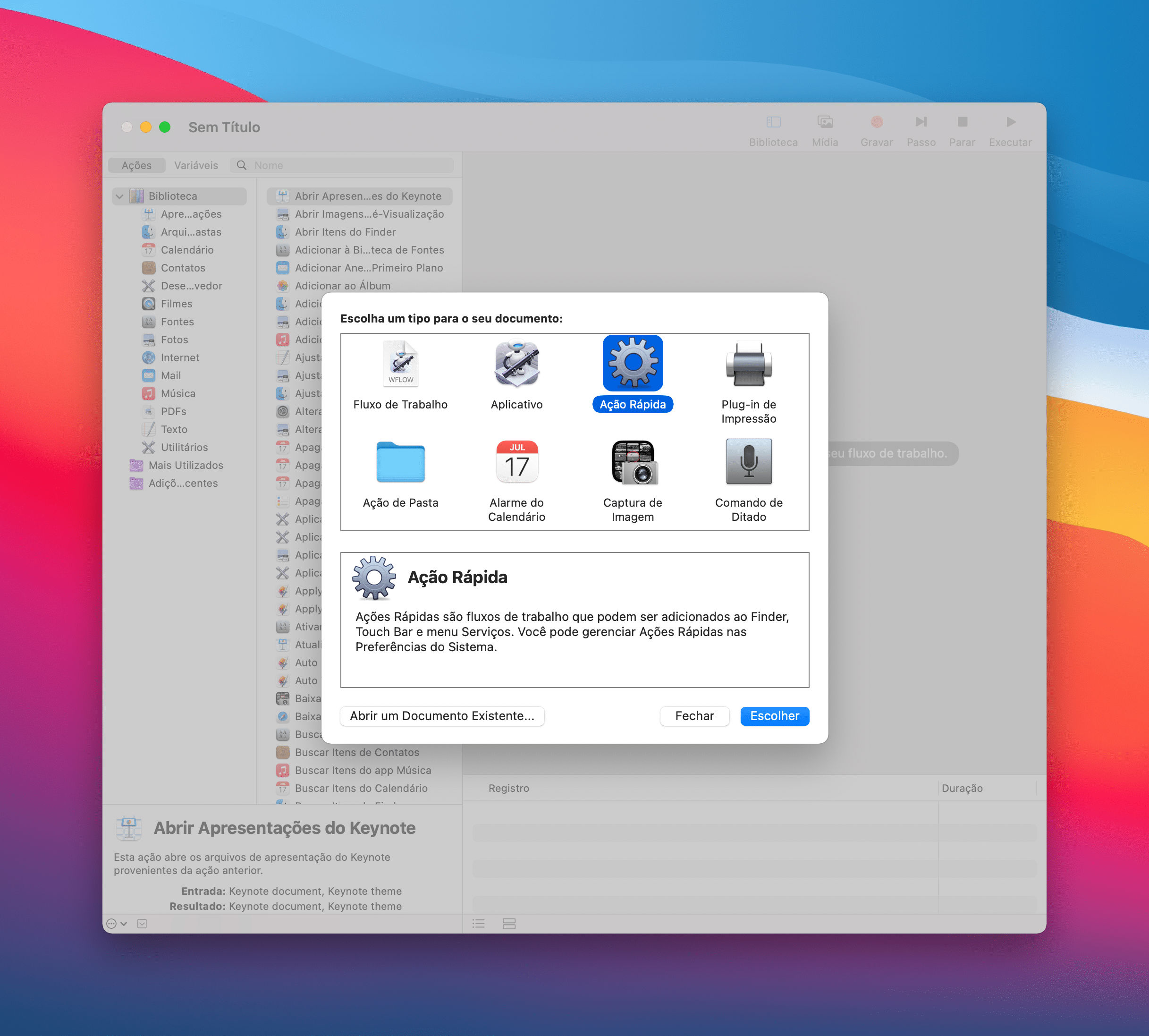 Criando um atalho de teclado para abrir um app no macOS