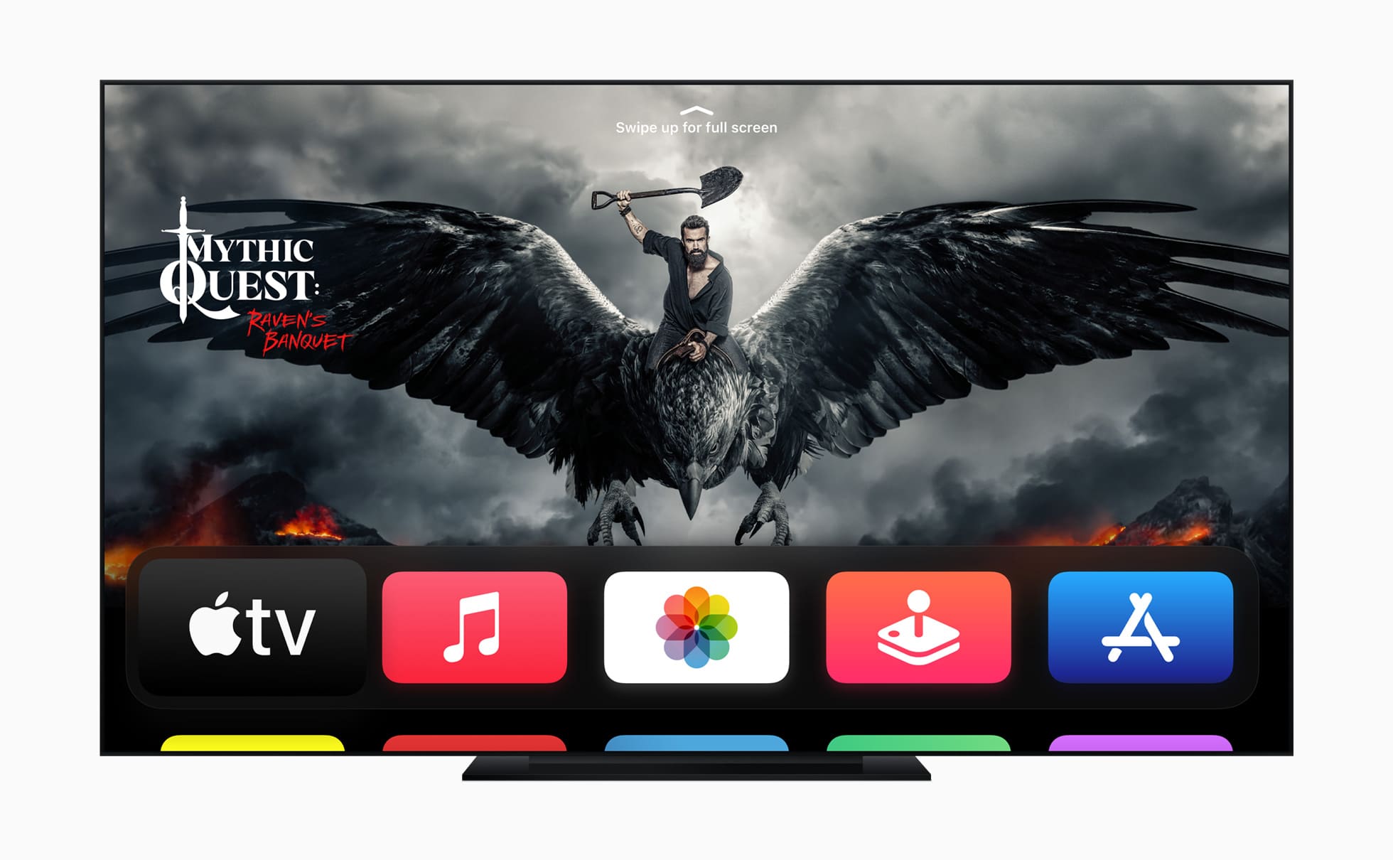 Tela de Início do tvOS em Apple TV 4K com a série "Mythic Quest"