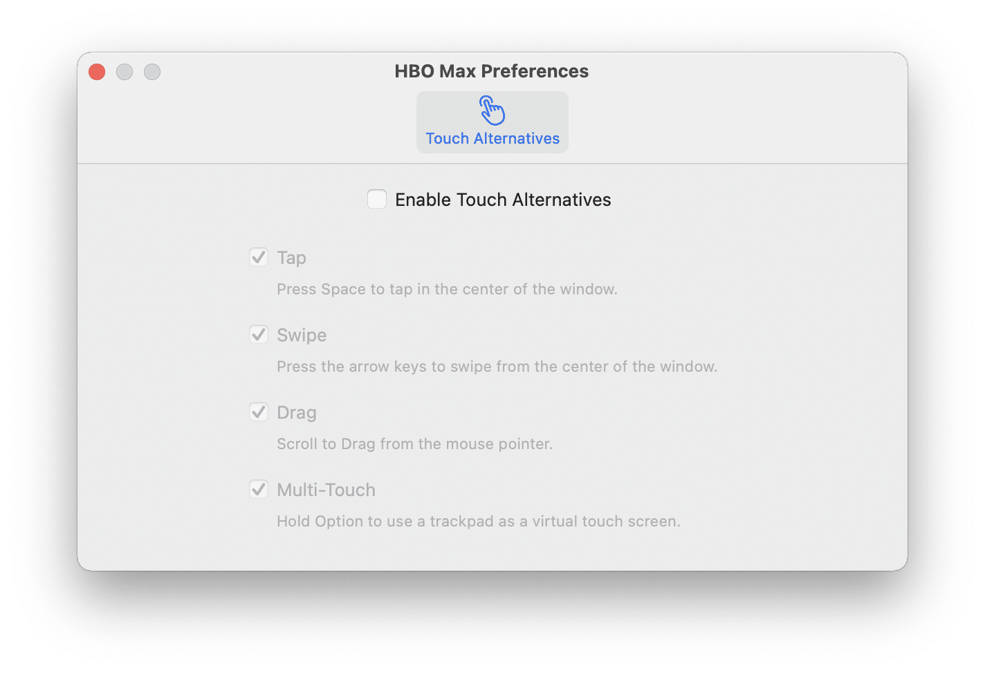 App HBO Max para iPads rodando no Mac