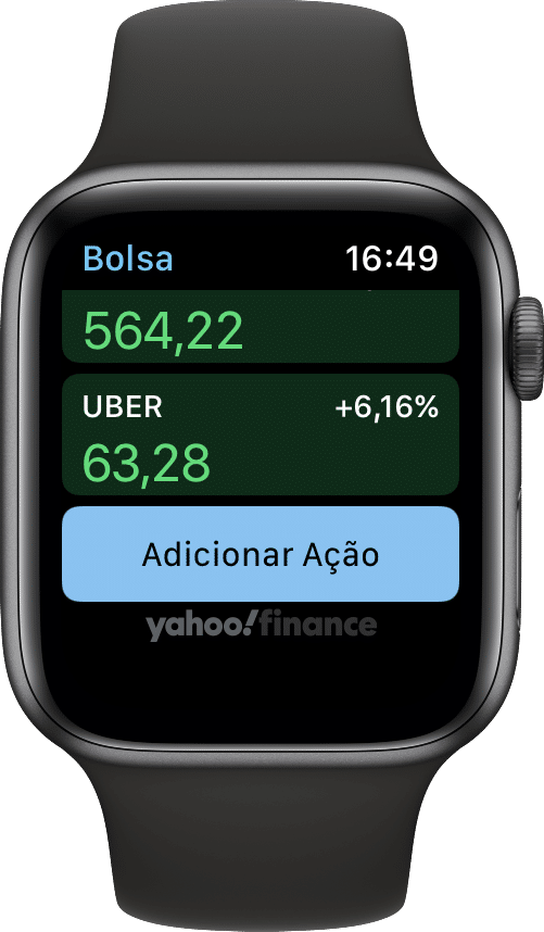 Cotação de criptomoedas no app Bolsa