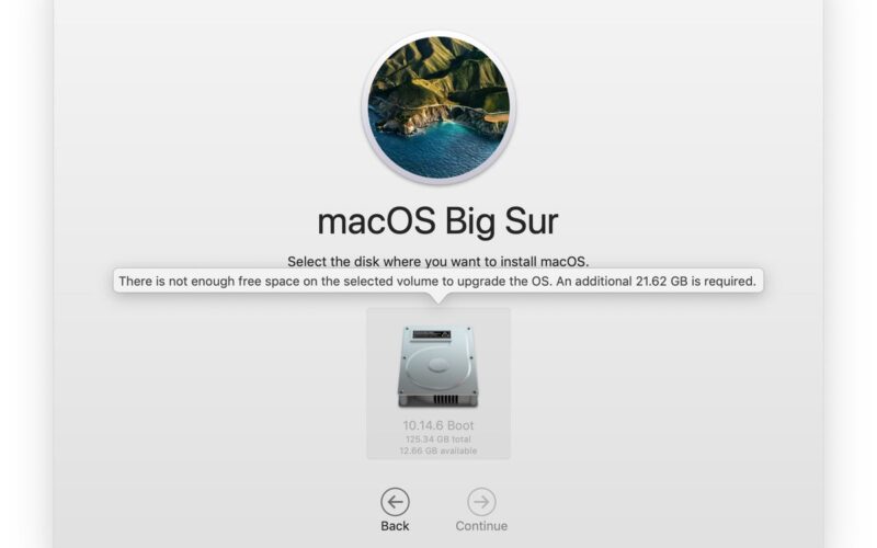 Instalador do macOS Big Sur com problema